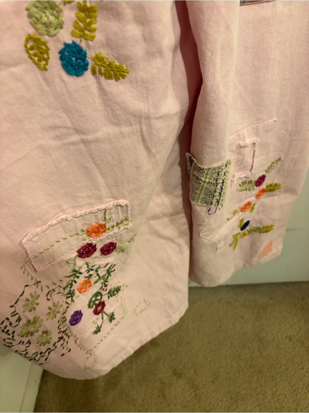 NWT BLUE VELVET Pink Patchwork Overalls EMBROIDERED FLOWERS LARGE Bluevelvet - Picture 14 of 14